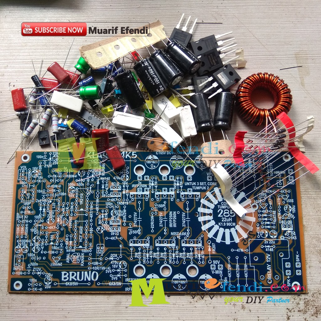 PAKET DIY Power Amplifier Class D D2K Adjust D4K5 Plus Speaker Protektor 285 KOMPLIT tanpa HS