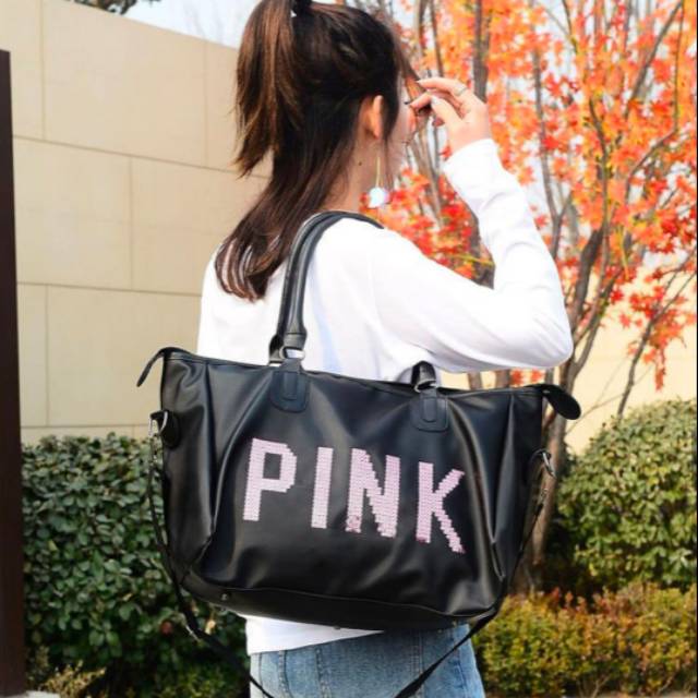 Tas victoria secret black pink bling kode J3473