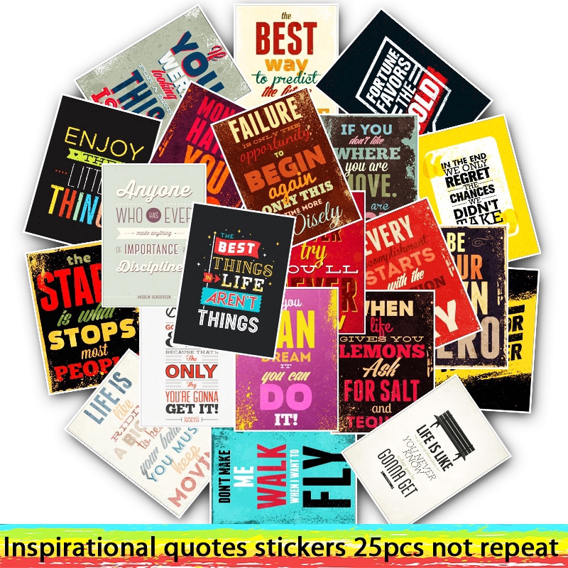 25pcs Inspirational Quote Design Stickers Mixed For Car Motorbike Phone Laptop Luggage Jdm