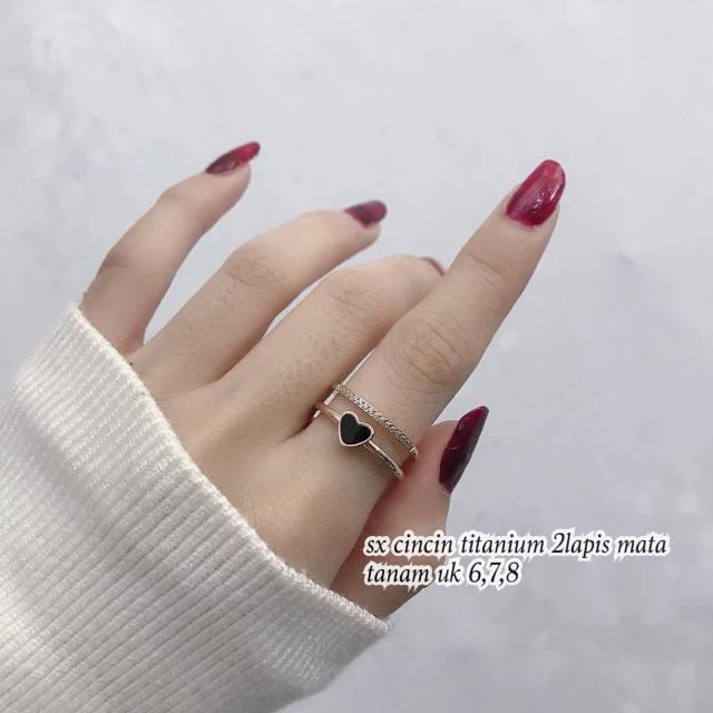 Cincin 2 Lapis | Cincin set | Cincin Titanium Anti Karat | Cincin Love | Cincin Wanita