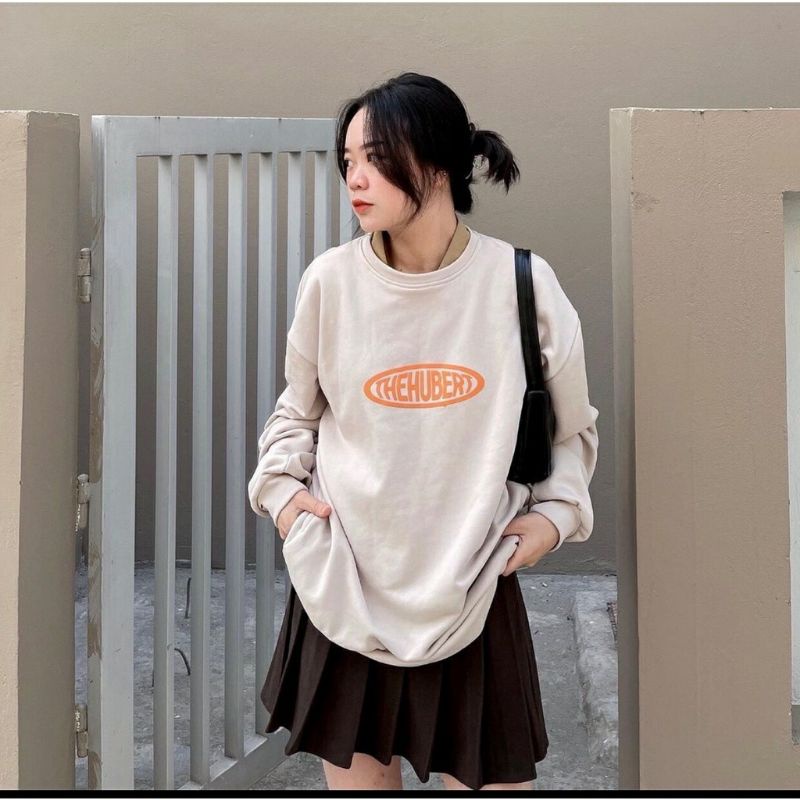 S - XXXXXL(6XL) Sweater Beige Krem Korean Style Jumbo THEHUBERT Bigsize Crewneck Fleece Premium Unisex Oversize