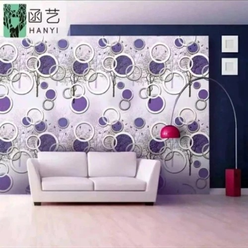 Wallpaper Dinding Motif Polkadot Pohon Ungu Ukuran Panjang 10Meter x Lebar 45CM