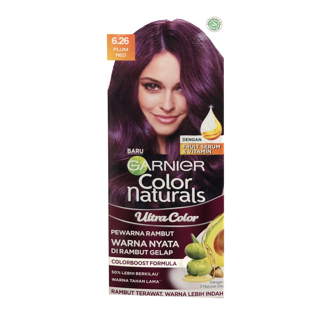 Garnier Color 6.26 Naturals Ultra Color Plum Red Cat Rambut Merah Maroon Ungu Pewarna Hair Color