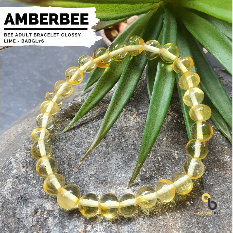 Gelang Amber Dewasa Premium Strechy Glossy Lime BABGL76 By Amber Bee