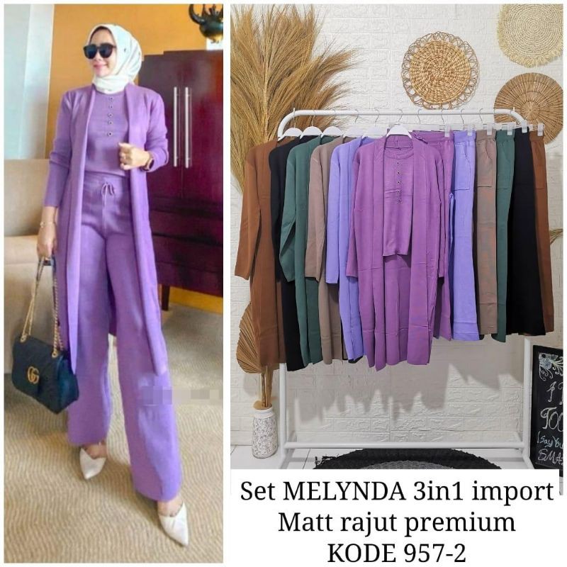 SETELAN RAJUT PREMIUM 3IN1 // MELYNDA SET RAJUT 3IN1 // ONE SET SALWA IMPORT