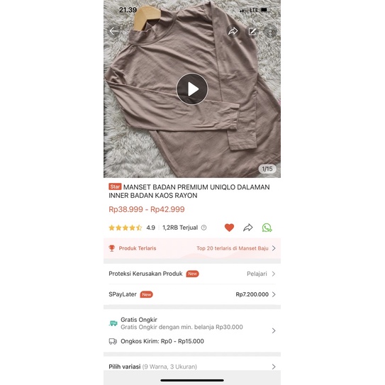 MANSET BADAN PREMIUM UNIQLO DALAMAN INNER BADAN KAOS RAYON