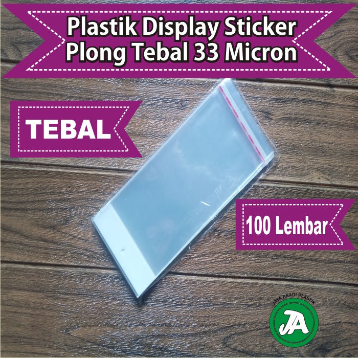 

PLASTIK DISPLAY/STICKER 12 X 23 CM PLASTIK SEAL PLONG 33 MICRON TEBAL ISI 100 LBR