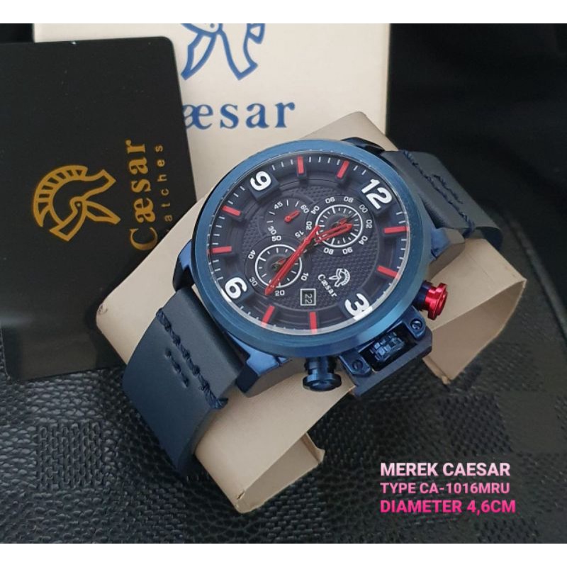 JAM TANGAN CAESAR PRIA CA-1016MRU STRAP LEATHER ORIGINAL