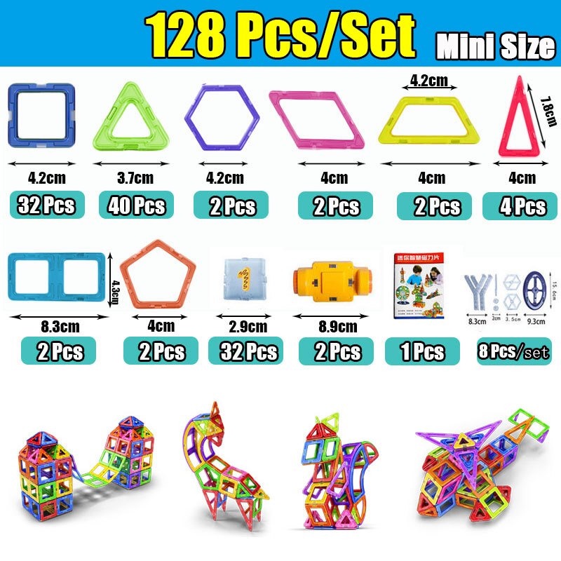 Mainan Anak Magnetik Designer Building Block Children Toy 128 PCS