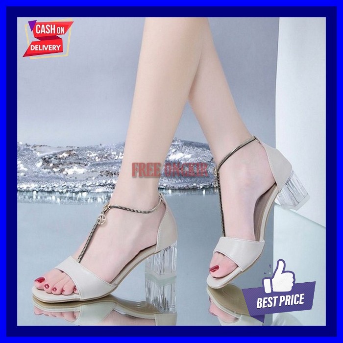 Sepatu Sendal High Heels Pesta Kekinian Terbaru Sandal Jinjit Chunky Haigh Heels Ck Casual Empuk Hak