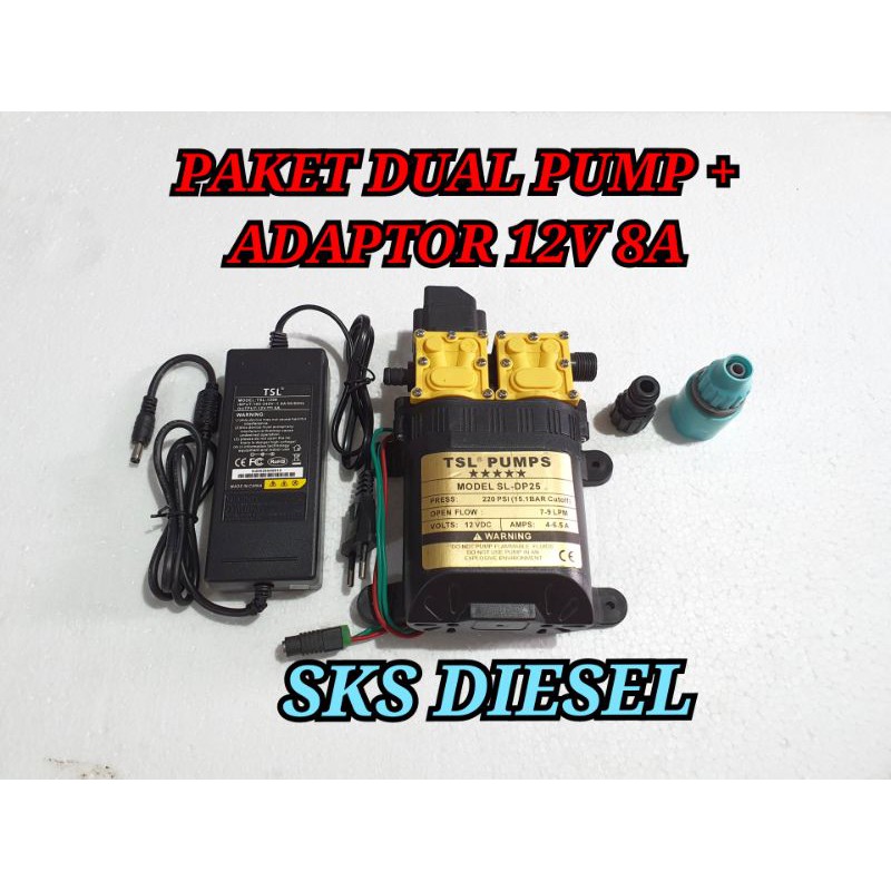 Paket Pompa Double + Adaptor 8A Mesin Dinamo Sprayer Cuci Motor Mobil 220Psi TSL Sinleader Bkn Hiu
