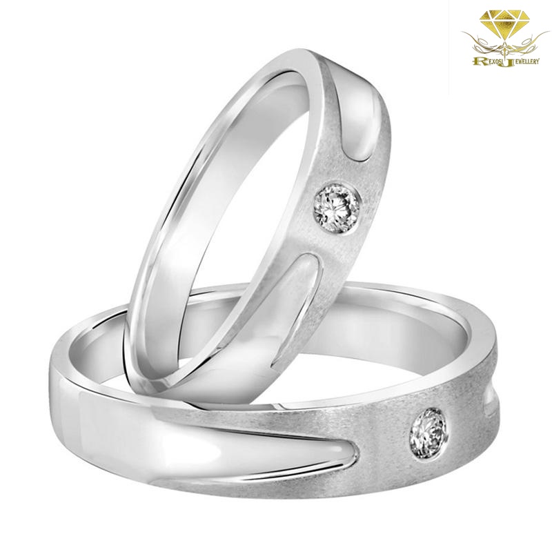 Cincin Nikah Couple Emas Berlian Eropa ASLI ORIGINAL Putih Kawin Tunangan Pernikahan Wedding NKZ01
