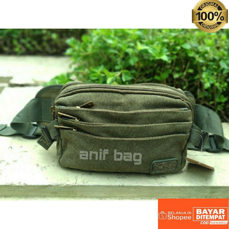TAS PINGGANG PRIA/WAISTBAG PRIA/TAS SLEMPANG KAIN KANVAS KUAT/TAS PINGGANG MURAH DAN AWET