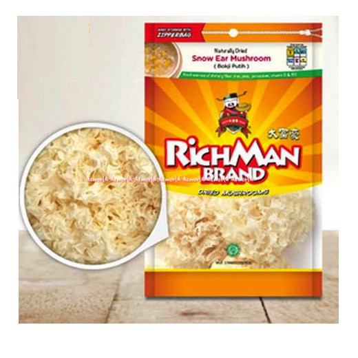 Richman Brand 50gr Snow Ear Wood Ear Mushroom Jamur Kering Jamur Kuping Rich Man