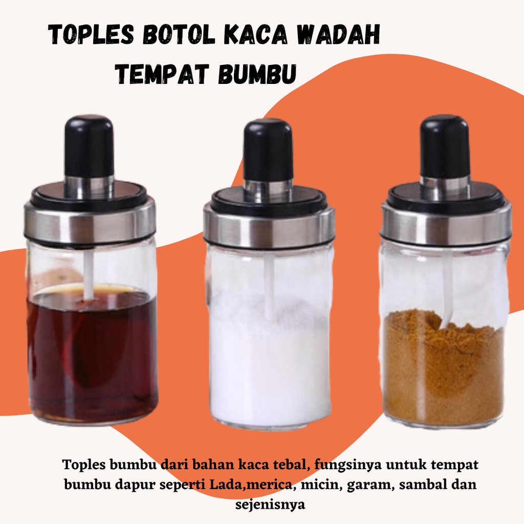 TERLARIS!! Botol Bumbu Dapur / Tempat Minyak Garam Kaca / Toples Wadah Bumbu / Botol Kopi Gula