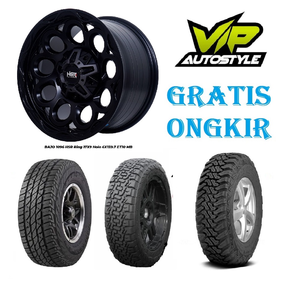 Paket Velg Hsr  R17 Offroad Dan Ban MT Ukuran 265 70 R17 Baut Roda Dan Center Ring - Untuk Mobil Str