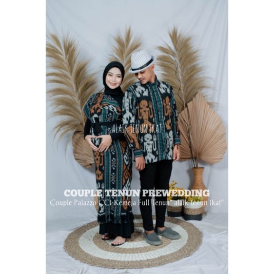 Baju Tenun Dress tenun Couple Prewedding Couple Kondangan Couple Palazzo CC1 Kemeja Full Tenun