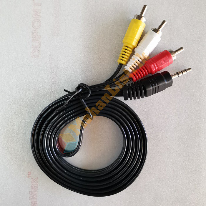 Kabel Aux/Audio Male 3.5mm 3 garis Ke 3 RCA Male 1.5 Meter