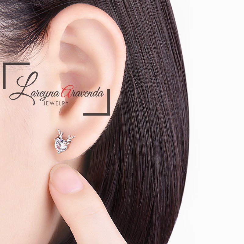 Anting Wanita Silver S925 Model Deer Diamond Earrings AT019