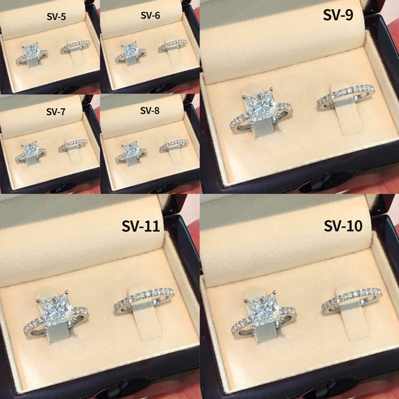 2pcs / Set Cincin Sterling Silver 925 Dengan Sapphire Putih Natural Untuk Wanita