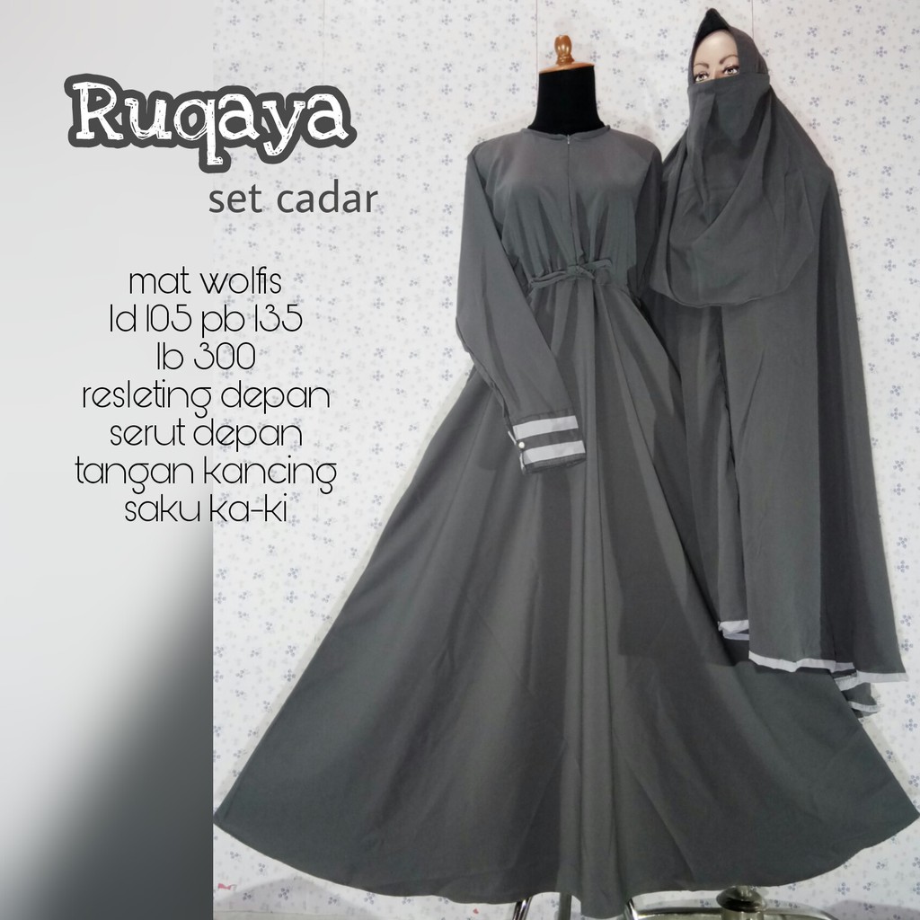 GAMIS  RUQAYA CADAR WOLFIS POLOS PREMIUM SYARI BUSUI size XL (ALL SIZE) RUQAYAH
