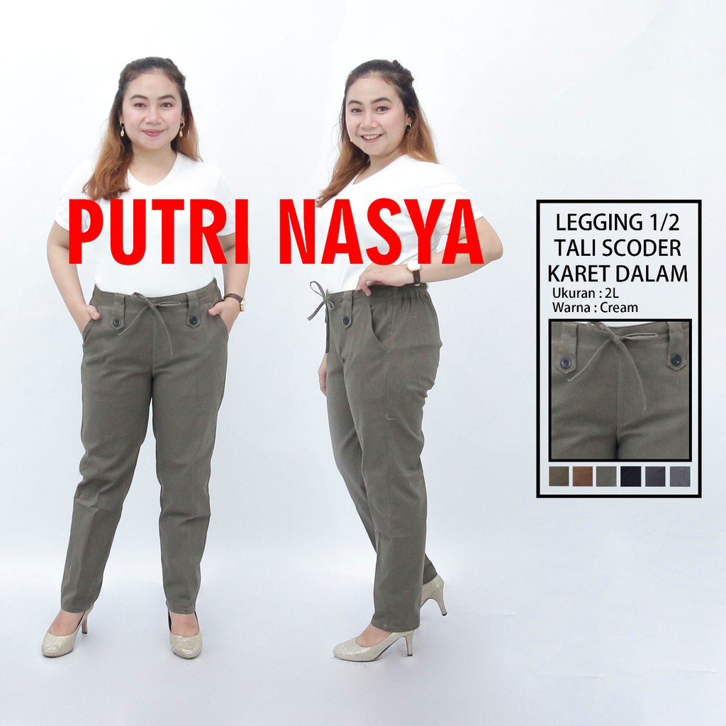 Celana jumbo legging 1/2 tali scoder karet / celana big size / celana formal / celana wanita jumbo