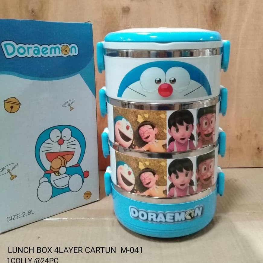 RANTANG 4 SUSUN KARAKTER PREMIUM STAINLESS STELL D15CM DORAEMON FROZEN