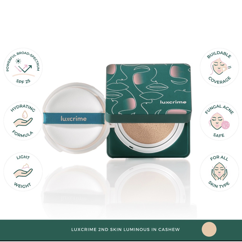 Luxcrime 2nd Skin Luminous Cushion &amp; Refill - Vanilla | Cashew | Honey | Chestnut | Toffee