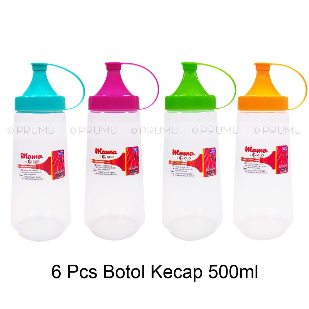 6 Botol Kecap 500 ml | Botol Saos | Botol Mayonnaise | Squeeze Bottles | Botol saus | Botol Sambal |