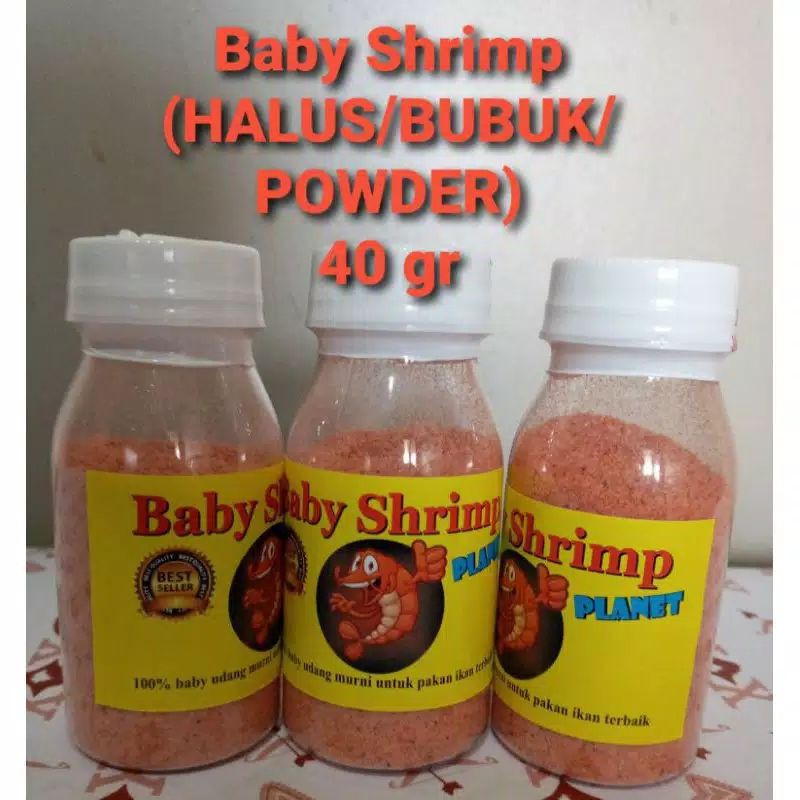 

BABY SHRIMP PLANET 40 gr (BUBUK/HALUS/POWDER) (Anakan Udang Asli 100%)