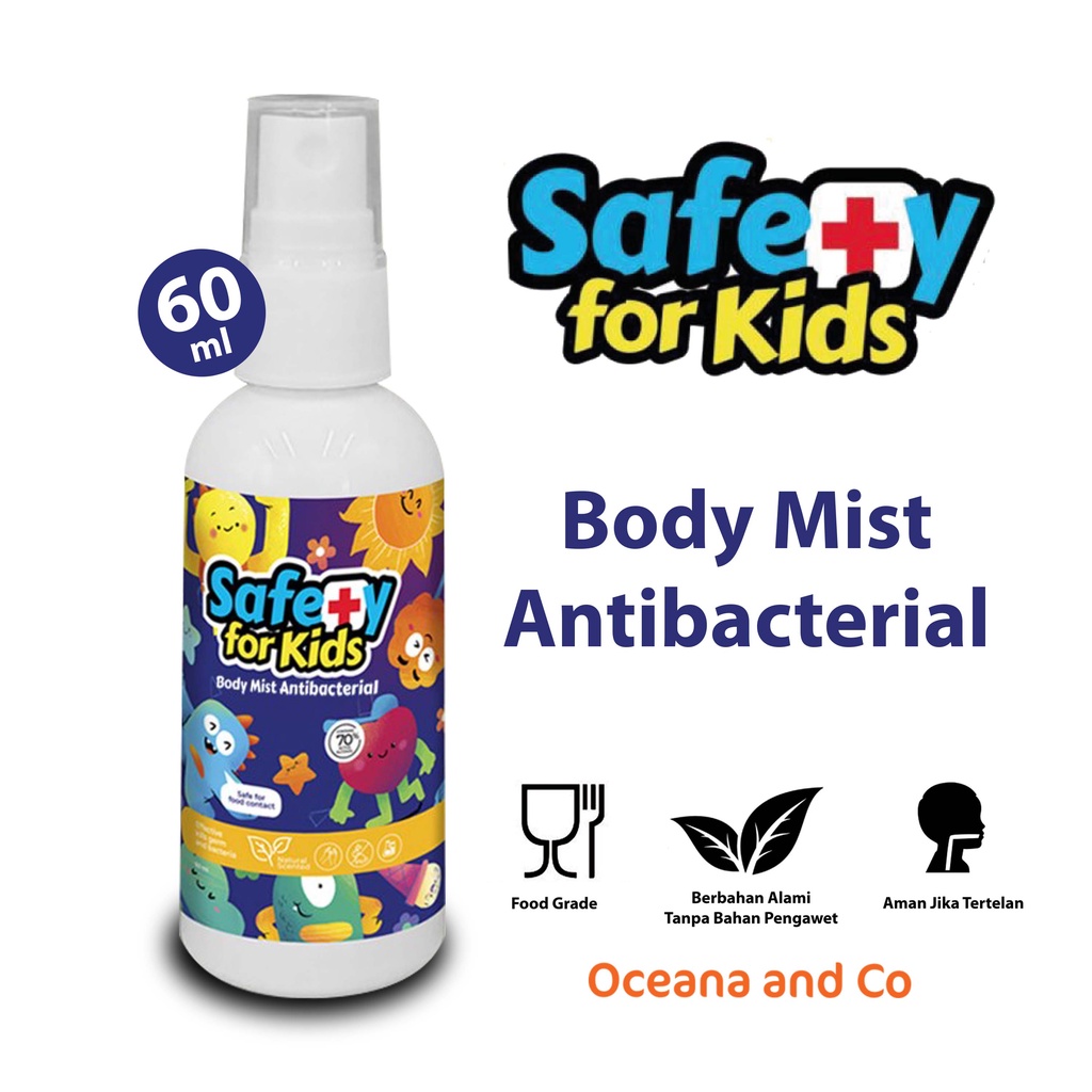 Body Mist Antibacterial 60 ml By SAFETY FOR KIDS SANITIZER