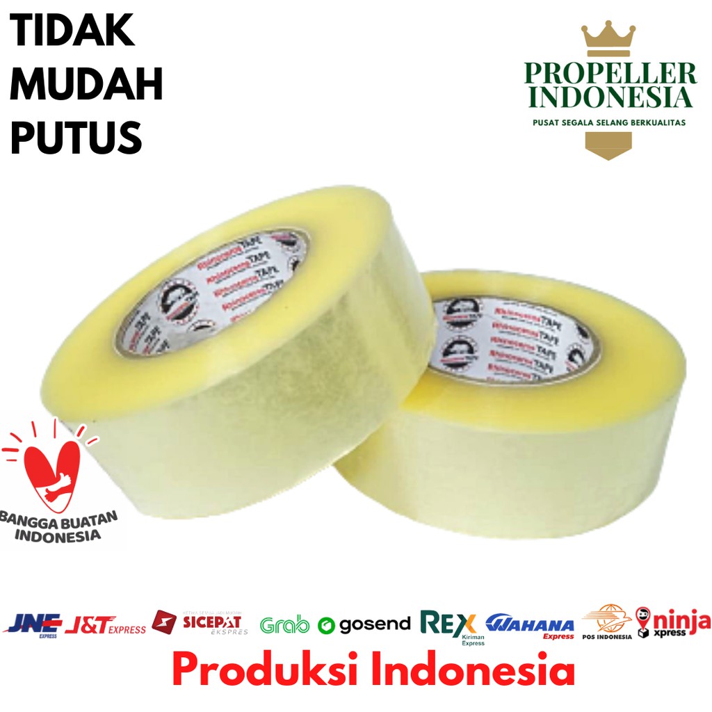 Lakban RHINOCEROS Tape Lakban OPP Bening/Coklat Solatip Isolasi Bening Putih 45MMx300Yard