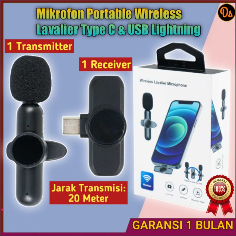 PROMO Mic HP Microphone HP Wireless Lavalier Lapel Microphone Vlogger Android USB Type C &amp; ios USB Lightning mic vlog hp Mic hp youtuber Mic external hp mic handphone microfon youtuber microphone bluetooth vlog mic hp youtuber mini 7RSKBXBK 7RSKBWBK