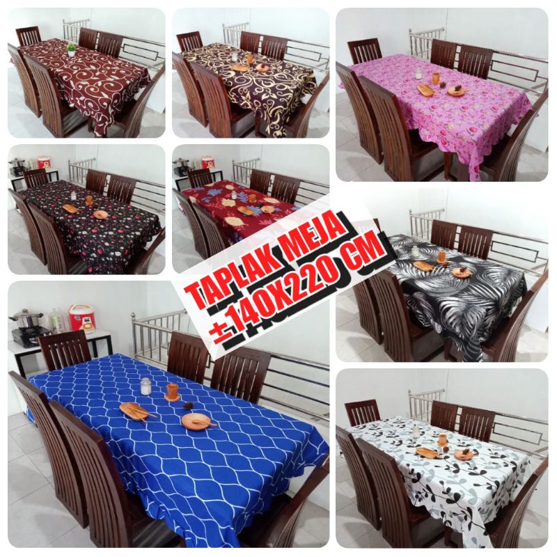 TAPLAK MEJA MAKAN PERSEGI PANJANG UKURAN ± 140 X 220 CM ANEKA MOTIF