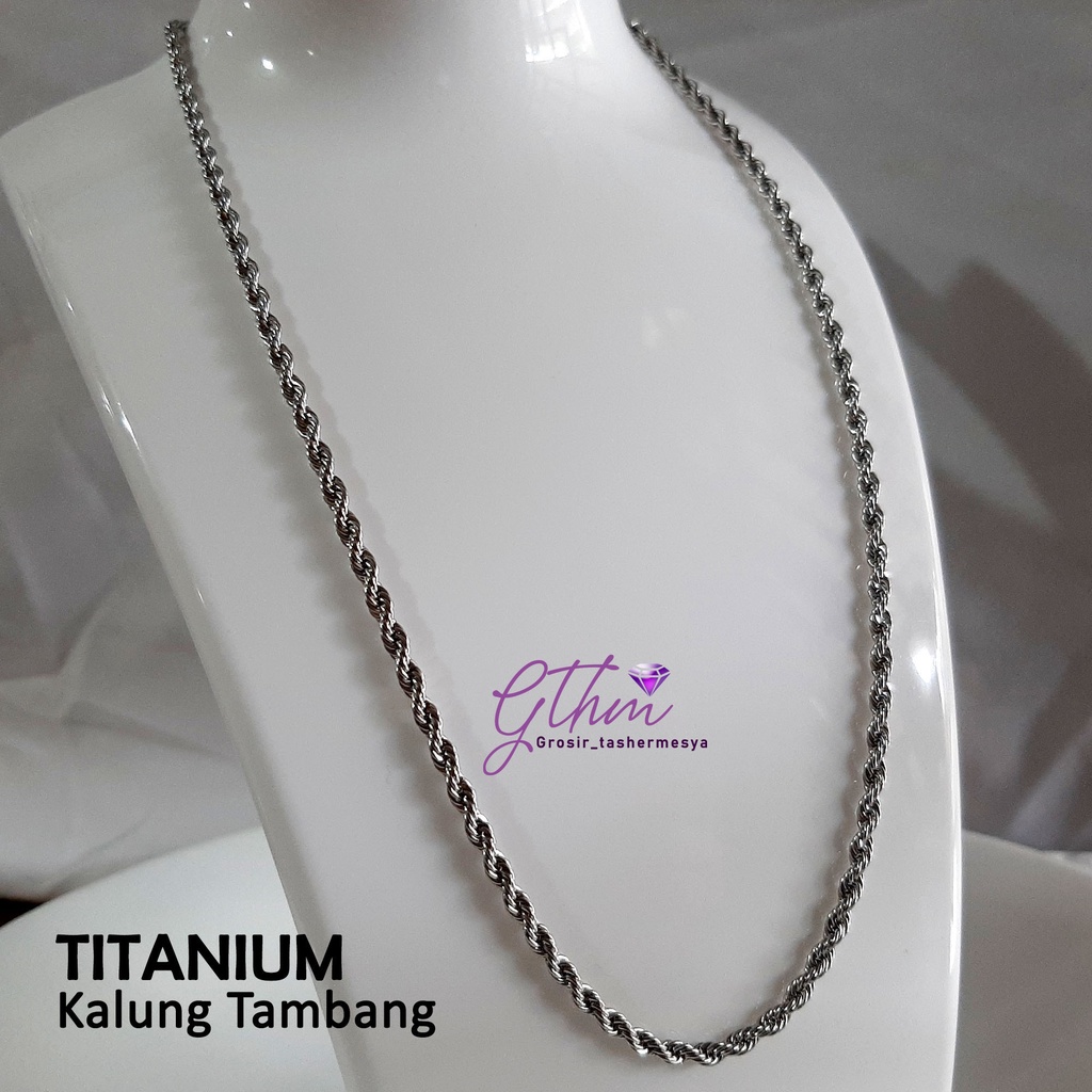 Kalung Titanium Tambang Stainless Steel Anti Karat Perhiasan fashion Import Premium klg017