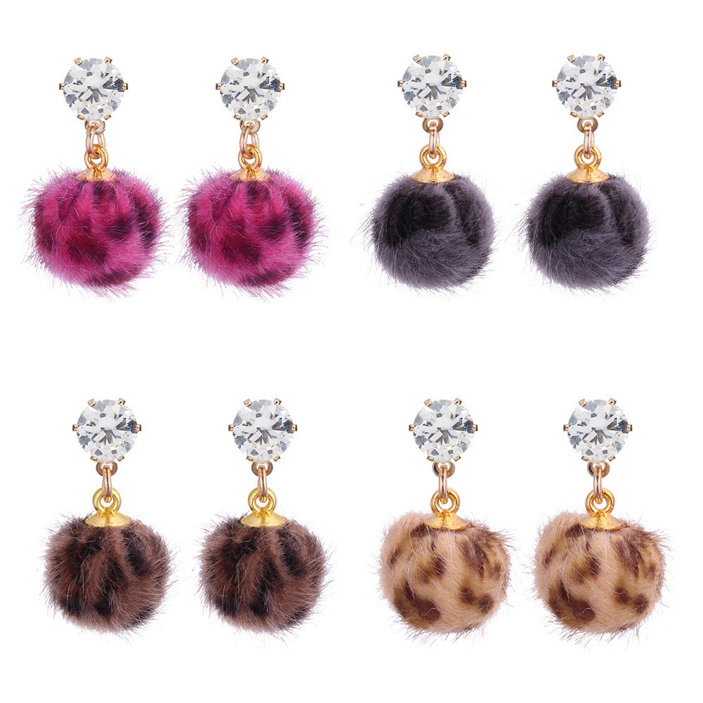 Anting Fashion Wanita Kekinian Model Bola Motif Leopard 216