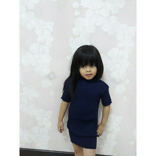 DRESS RAJUT ANAK PEREMPUAN 4-6th tangan pendek Turtleneck By Galleraj.id