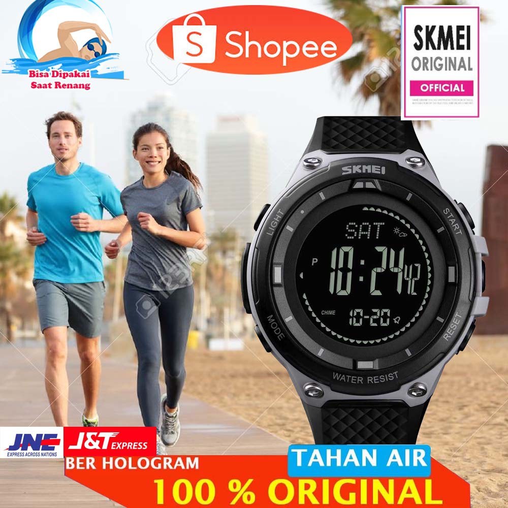 SKMEI Jam Tangan Digital Thermometer Compass Pedometer Calorie - 1443 [Gray]
