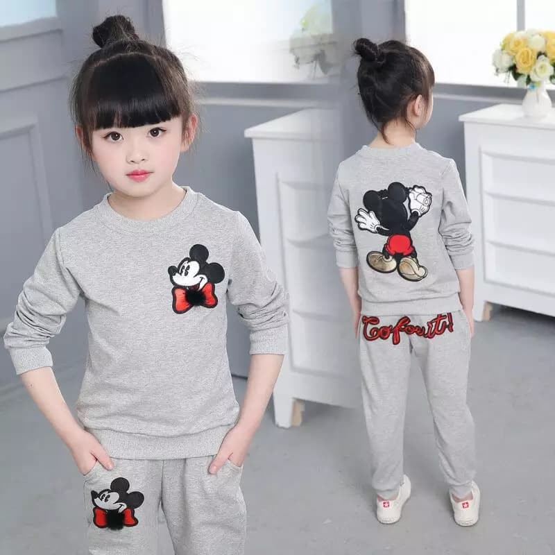 TokoMilkan - Setelan Baju Anak Perempuan MECKEY Umur 3-9 Tahun Bahan Fleece