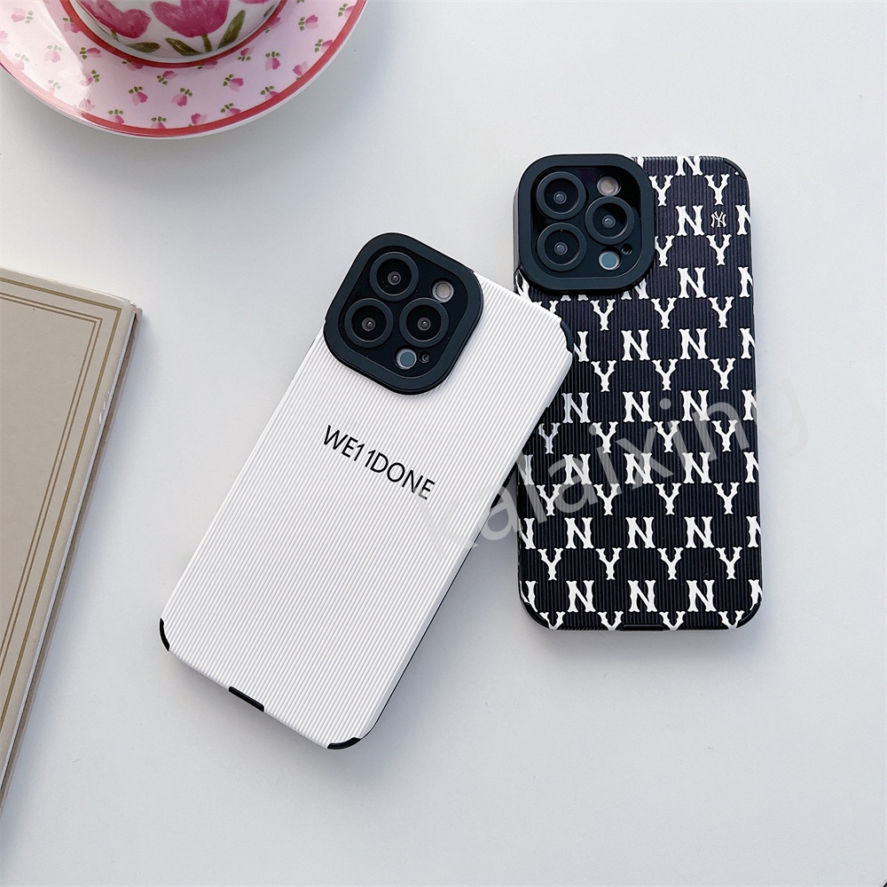 Case Motif Garis Vertikal Warna Hitam Putih Untuk iPhone 13 Pro Max 7 8 Plus Xr X Xs Max