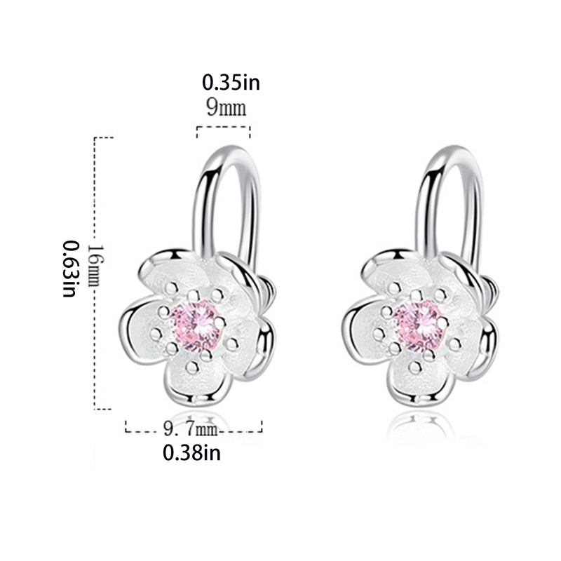 Anting Stud Kristal Bentuk Bunga Sakura Warna Silver Untuk Wanita