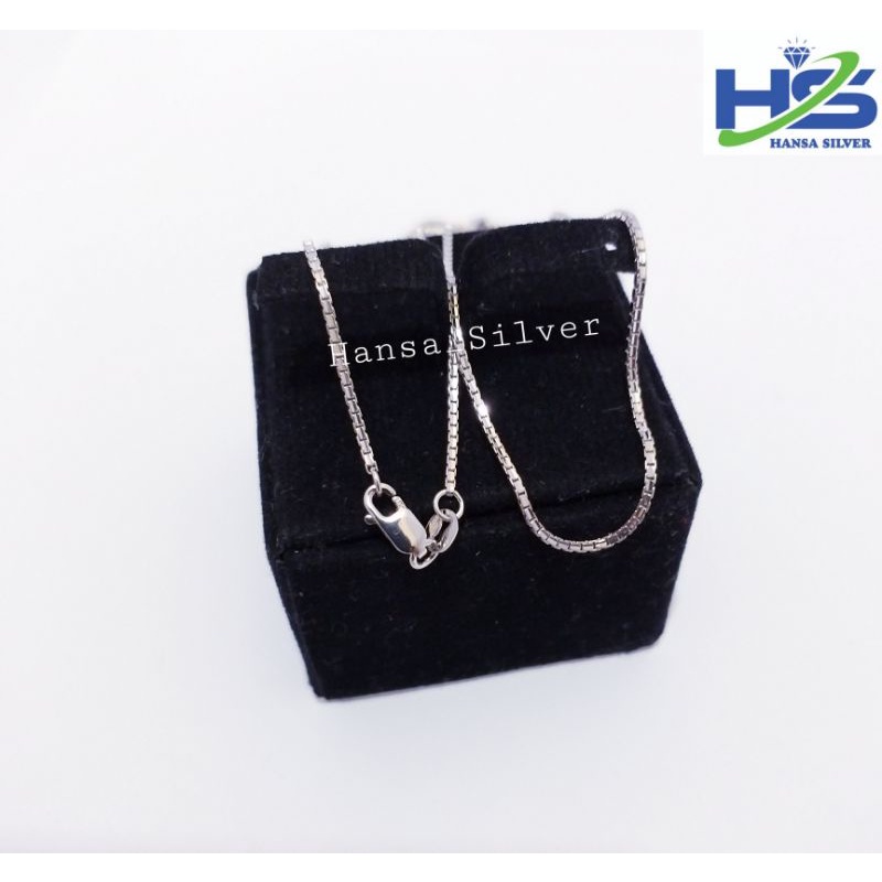 Kalung Perak Pria Wanita Silver Asli 925 Lapis Emas Putih Italy Santa 45 Dan 50 Cm - Perak Asli 925 Anti Karat