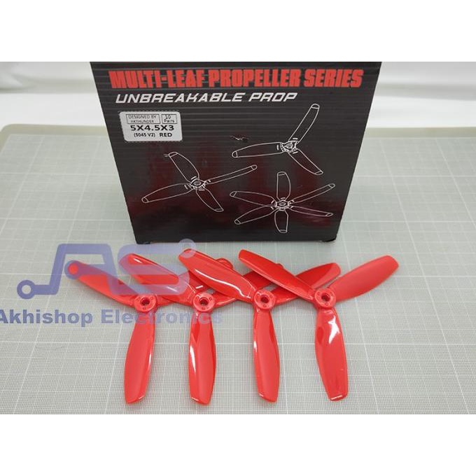 Kingkong 5x4.5x3 5045 5Inch 3-Blade Propeller Merah 2 Pasang 2CW 2CCW akh11 Ayo Order