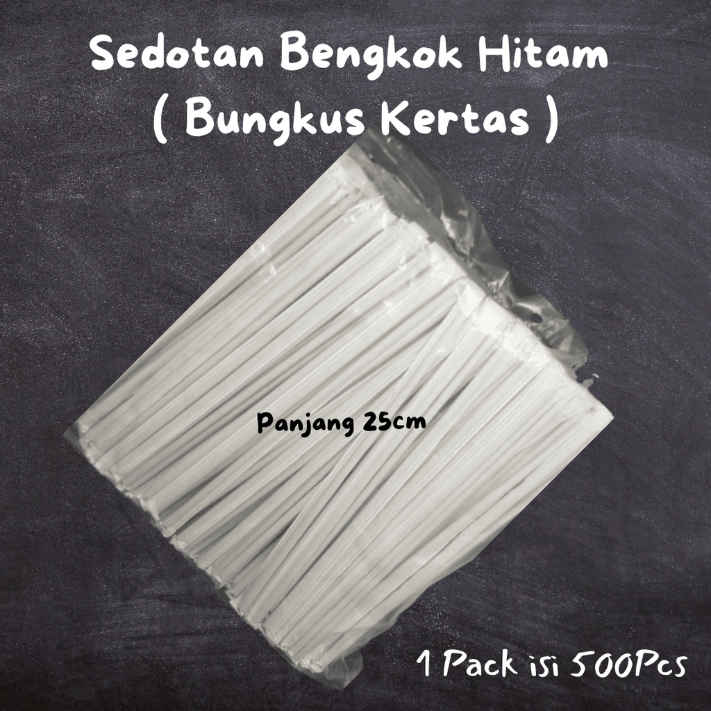 Sedotan Plastik Hitam Bengkok / Sedotan Plastik Tekuk Steril Bungkus Kertas isi 500Pcs