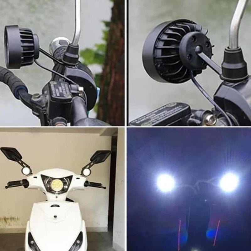 Sepasang Lampu sorot tembak LED spion motor U3 cree 6 mata 18W spotlight Lampu Tembak breket dudukan Spion