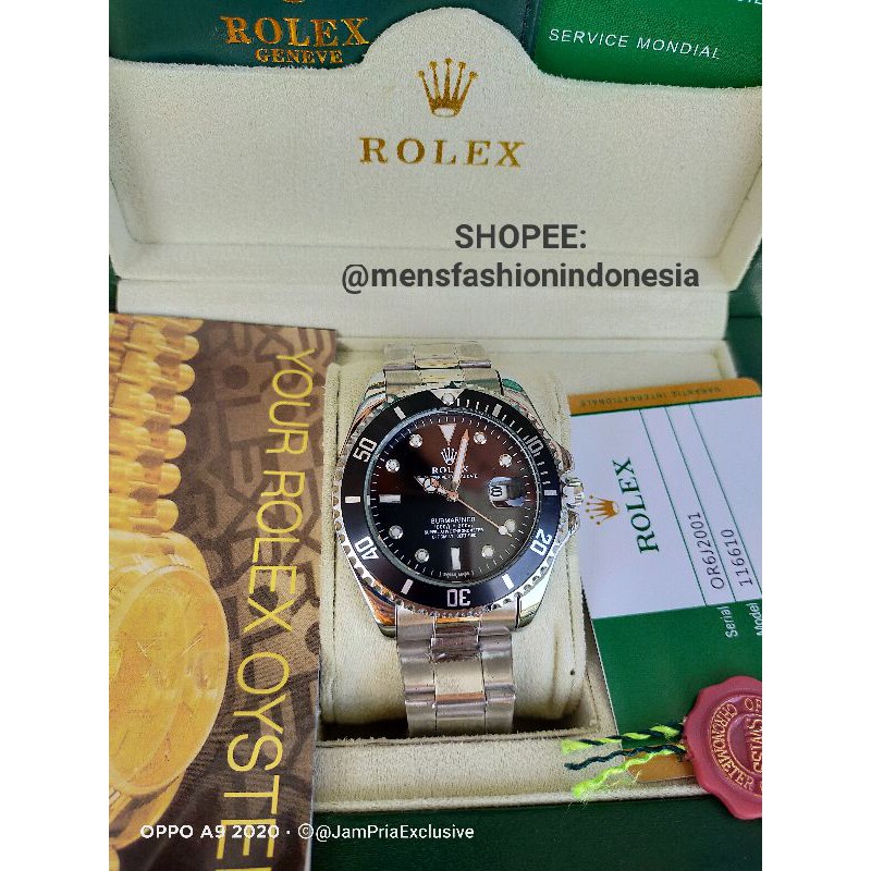 JAM TANGAN ROLEX COWOK BATERAI QUARTZ SUBMARINER SILVER