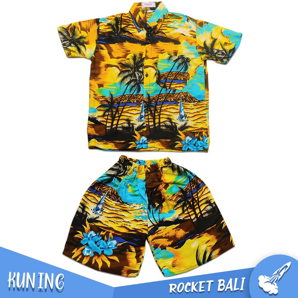 Baju Pantai Anak Laki2 - Setelan Pakaian Pantai Anak - Baju Anak Murah - Baju Anak Khas Bali Set