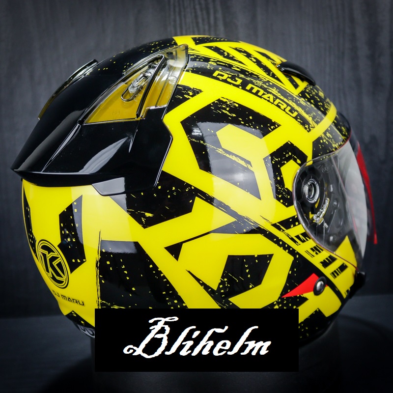 HELM KYT DJMARU #16 CRYMSON YELLOW BLACK KYT DJ MARU -16 HALF FACE HELMET-3