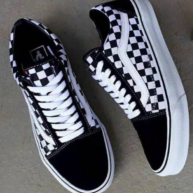 TERKINI SEPATU MOTIF CATUR GRADE VANS OLDSKOOL ORIGINAL