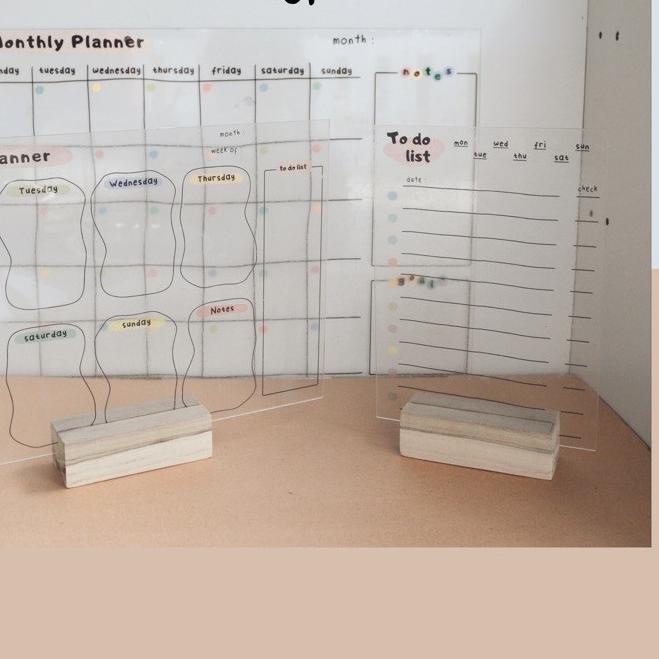 

D94✴ Acrylic Planner A3 A4 A5 Monthly Weekly To do list Korean aesthetic cute ins Barang Baru